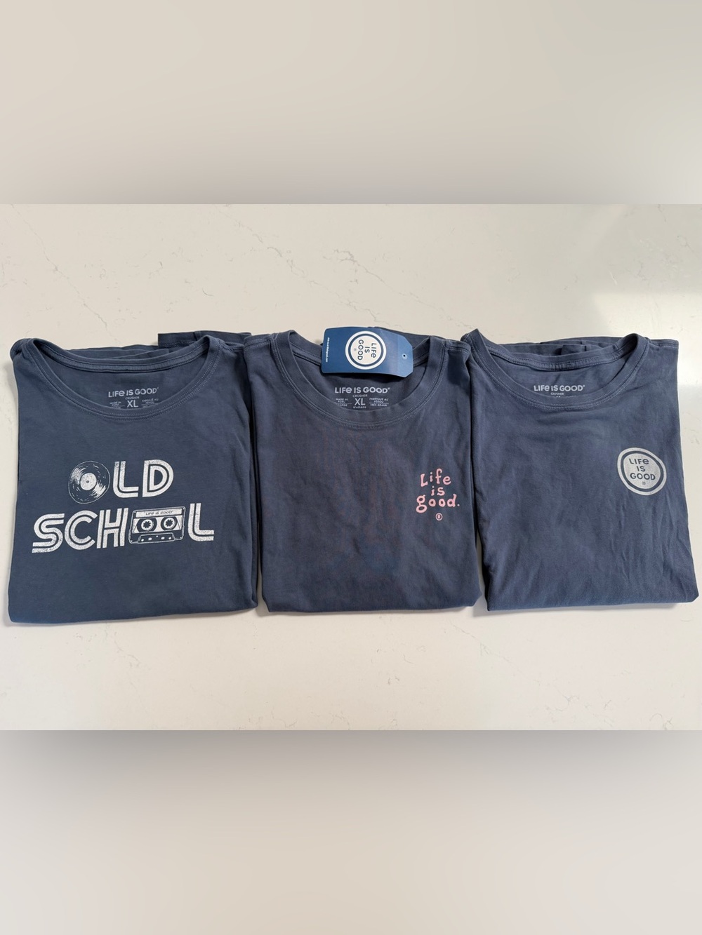 3 Tee Bundle! Life Is Good Women’s Navy Short-Sleeve Tees